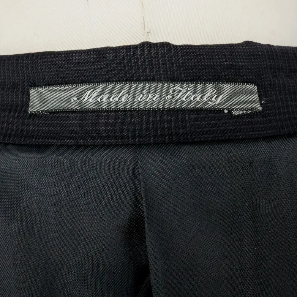 Canali Sport Coat Mens 56 IT 46R Black Gray Plaid Wool Lined Blazer Jacket Italy